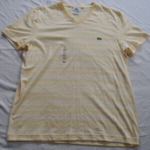 Lacoste Short Sleeve Shirt Yellow Striped Size 5 NWT